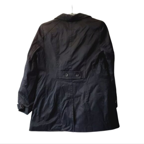 Andrew Marc New York Spring Black Moto Classic Preppy Zip Trench Jacket L - Picture 2 of 6